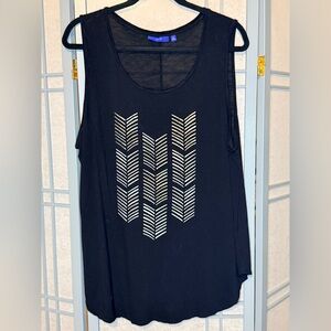 Apt. 9 Black Sleeveless Chevron Top – Size XL